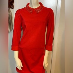 Ted Baker red dress with embellished collar